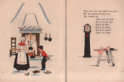 Rie Cramer, kinderboeken : Hans wou niet naar school toe gaan. 4